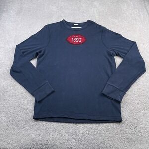 Abercrombie and Fitch Shirt Mens XL Blue Football‎ Embroidered Logo Long Sleeve